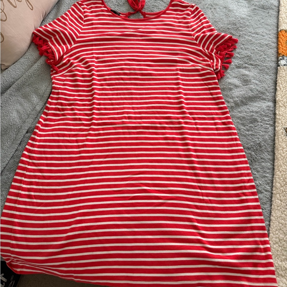Talbots Red and White Striped Dress